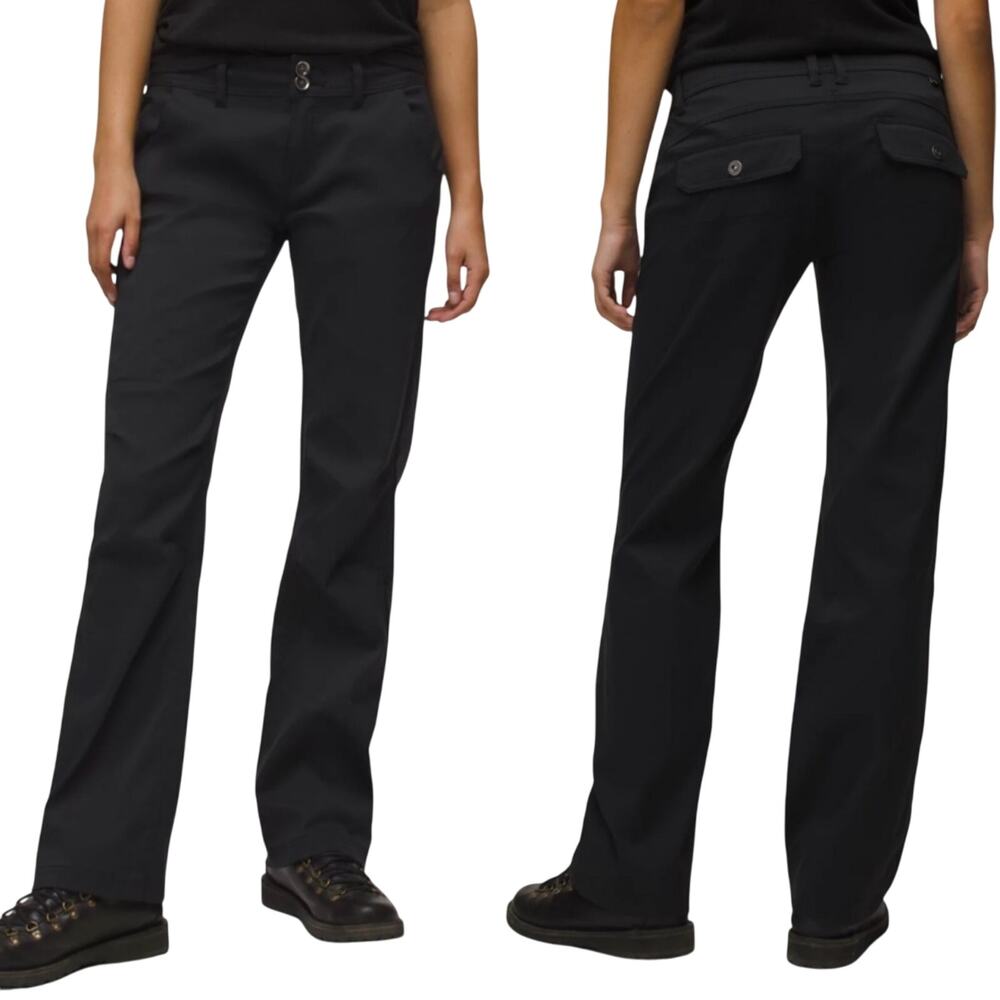 Prana Halle Pants Cargo Pockets Standard Fit Convertible Straight Leg Black 10R